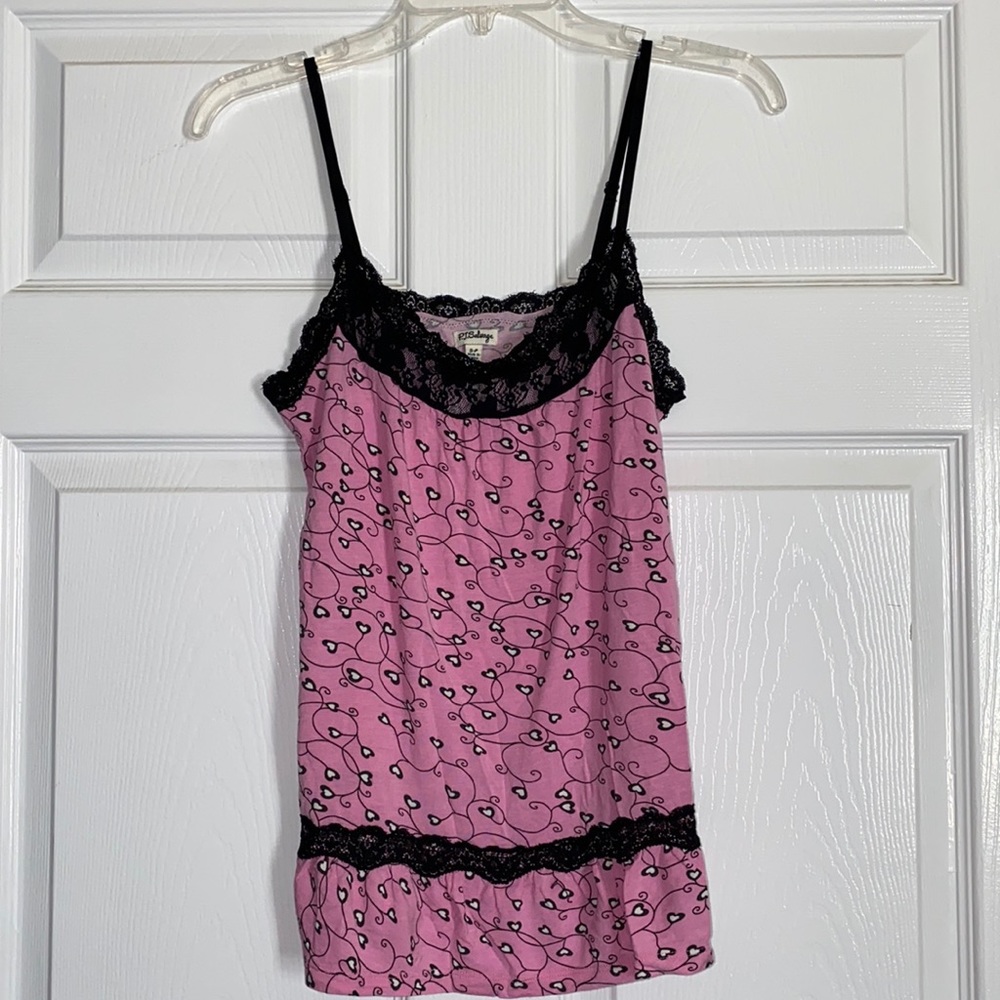 P. J. Salvage Pink Pajama Top with Hearts & Lace